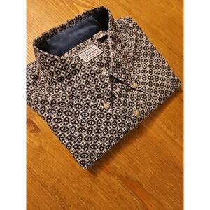 Vintage Bugle Boy Company Men's L Blue Paisley  Button-Down Cotton